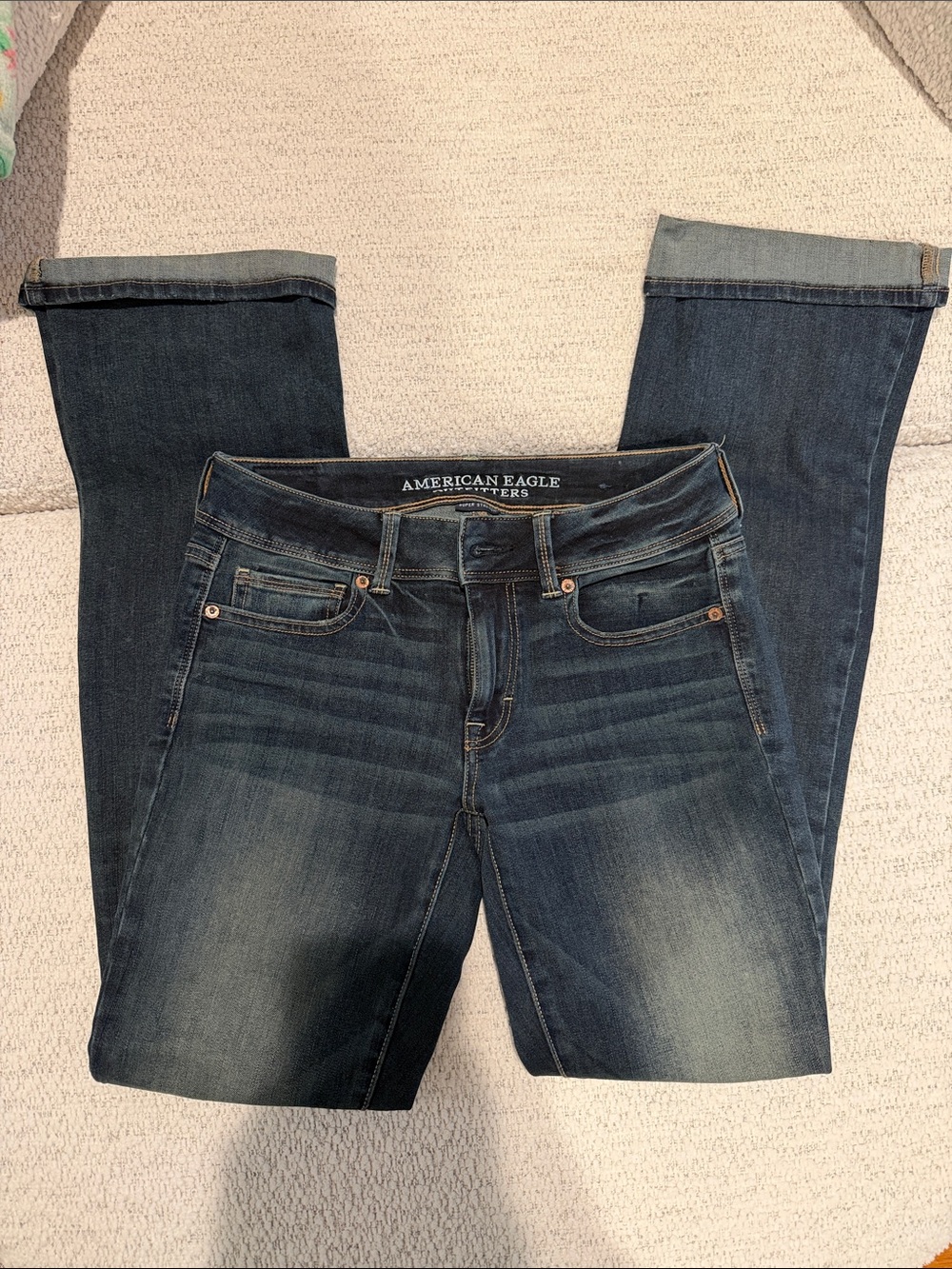 American Eagle Outfitters Women's Dark Blue Slim Fit Boot Jeans